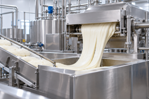 Heating and stretching unit for Pasta Filata cheese production