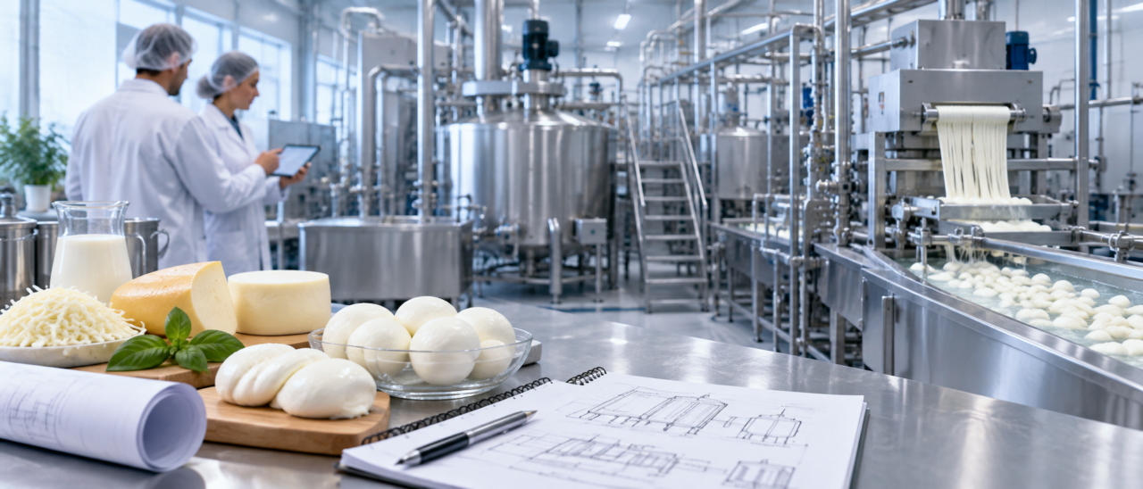 Cheese production line planned from product requirements to a working production system