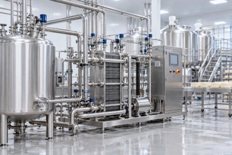 Milk pasteurizer in the cheese production line