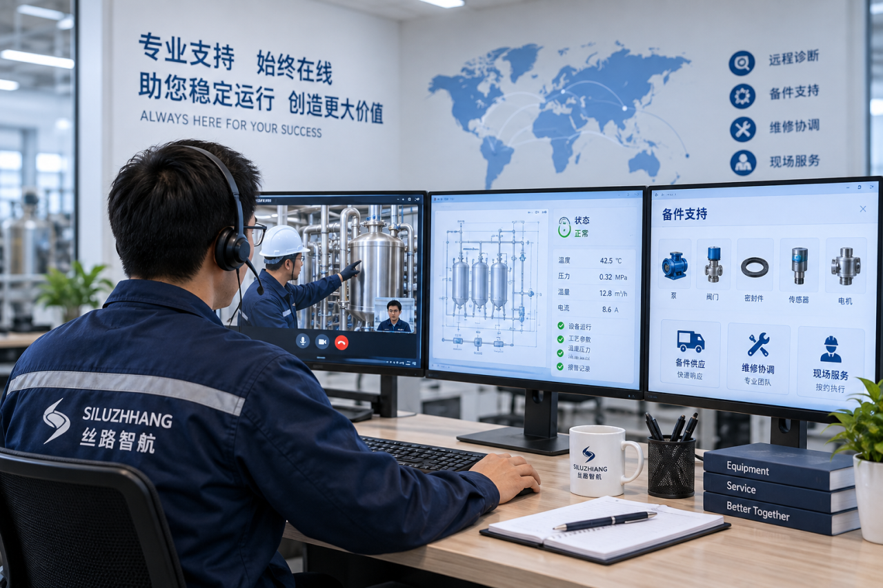 Support specialist monitoring dairy processing equipment remotely